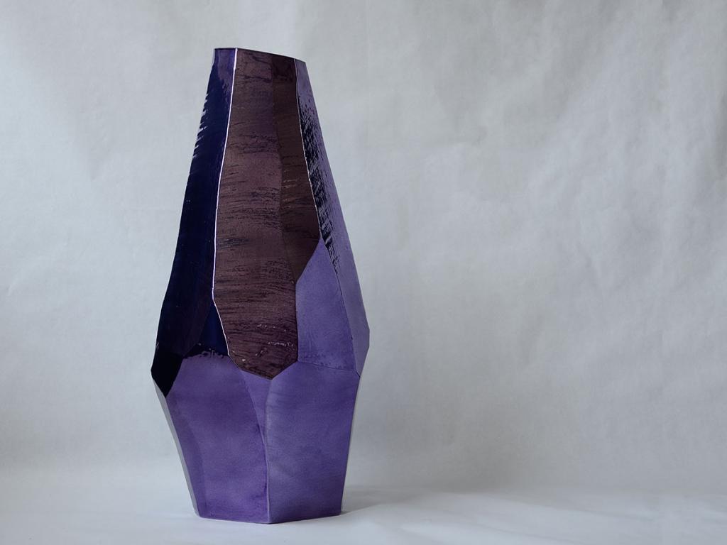  large vase faceted, purple